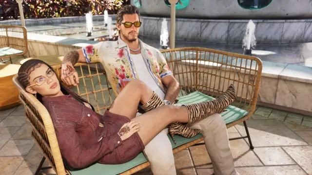 GTA 6: vice city e leonida (imagem oficial da Rockstar Games)