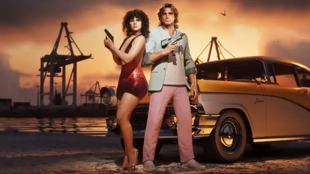 GTA 6: vice city e leonida (imagem oficial da Rockstar Games)